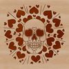 Heartbeat Skull Design A stylized skull design featuring hearts, suitable as a tattoo or clip art.