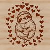 Cute Sloth Vector Art with Love Hearts Illustrated sloth figure with heart symbols, available in vector format for digital design.
