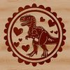Prehistoric Love T Rex Illustration Illustrated T Rex with love hearts in a prehistoric scene.