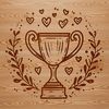 Trophy of Love and Victory A gold medal trophy surrounded by red and pink love hearts.