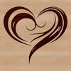 A stylized heart shape used in graphic design.