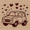 Love Car Vector Design A digital illustration of a car with love hearts incorporated into its design.