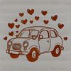 A simple illustration of a vehicle with love hearts integrated into its design.