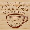 Simple Heart Cup Design A simple design of a coffee cup with heart decorations surrounding the rim.
