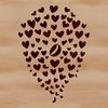 Coffee Love Hearts Design A stylized coffee bean design featuring love hearts, suitable for vector art and cutting machine projects.