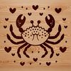 Colorful Crab Illustration with Love Hearts A colorful illustration of a crab with love hearts on its shell.