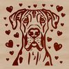 Large breed dog illustration featuring a Great Dane with heart-shaped accents on its head.