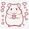 Love-Filled Cartoon Rodent A cartoon hamster with love hearts surrounding its body.