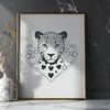 Sleek Jaguar Vector Art with Love Hearts A large, sleek jaguar with love hearts surrounding its body, depicted as vector art.