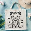 Love Heart Big Cat SVG Design A stylized illustration of a big cat with love hearts incorporated into its design.