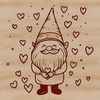 A small mythical creature with love hearts standing on its head or body.