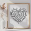 Vibrant Mandal Artwork A colorful geometric heart design with intricate patterns and shapes, suitable for vector graphics.