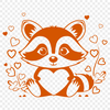 Adorable Raccoon Design with Hearts A cute raccoon illustration featuring love hearts.