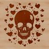 Beautiful Stylized Skull Clip Art A stylized skull design featuring love hearts, suitable for various artistic projects.