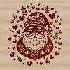 Stylized Santa Claus SVG Design A stylized illustration of Santa Claus with love hearts on his head, perfect for Christmas decorations.