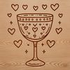 A stylized illustration of a cup with love hearts, suitable for vector design and cutting machine applications.