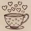 Love-filled Coffee Cup Illustration A simple illustration of a coffee cup filled with hearts and a bold line design.