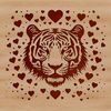 Tiger Head Clip Art with Love Hearts Vector illustration of a tiger's head with love hearts in the eyes.