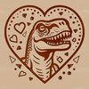 Prehistoric T Rex dinosaur illustration in vector format with love hearts, suitable for various cutting machines.