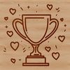 Love-Adorned Trophy Award A gold trophy adorned with heart-shaped decorations, symbolizing achievement in various sports.