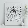 Beautiful Line Art Woman Gesture A simple line art design of a woman with a heartfelt gesture.