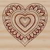 A colorful mandala design featuring an intricate heart shape with symmetrical patterns, suitable for digital editing.