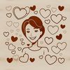Loving Female Silhouette Woman surrounded by heart shapes, suitable for Mothers Day or general female themed projects.
