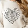 Love Blooms in Beauty A detailed mandala design featuring a heart shape, suitable for cutting machine stencils or laser engraving.
