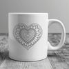 Intricate Mandalas and Hearts Vector Design A detailed vector design of a mandala heart shape with intricate patterns.
