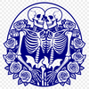 Floral Valentine's Day Skeletons A hand-drawn vector illustration of a couple's skeletons surrounded by flowers, suitable for Valentine's Day designs.