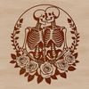 Roses for the Dead A skeleton with a bouquet of roses, designed for Valentine's Day, created as a vector graphic for cutting machines.