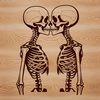 Sweet Valentine's Skeletons Illustration Illustrated love skeletons in a romantic Valentine's Day scene.