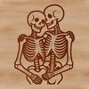 Valentine's Day Skeleton Love A skeleton couple holding hearts and flowers, perfect for Valentine's Day decorations or designs.