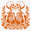 Romantic Skeletons Holding Roses A pair of skeletons holding roses in a romantic pose, created as vector art for Valentine's Day designs.
