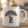 Intertwined Love Under a Branch Illustration of intertwined lovers embracing under a tree, suitable for weddings and Valentine's Day celebrations.