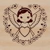 A winged angel figure with a love heart symbol in the center, designed as vector art for digital use.