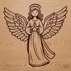 A detailed vector illustration of a winged angel in various poses.