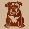 A digital illustration of a bulldog sitting on its haunches, suitable for various design applications.