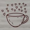 A simple cup design with love hearts surrounding the rim, suitable for various graphic applications.