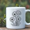 White Daisy with Yellow Center Illustration A high-resolution digital illustration of a daisy flower with white petals and yellow center.