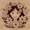 A female character surrounded by floral elements.