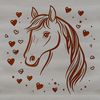 Whimsical Horse Vector An illustration of a horse with love hearts surrounding its body, created as a vector graphic.