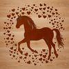 Heart-Shaped Horse Illustration A horse illustration with heart shapes added to its body.