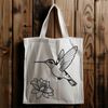 Floral Bird Silhouette SVG Design A stylized vector illustration of a hummingbird surrounded by floral elements.