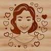 Female figure with love hearts surrounding her, suitable for Mothers Day designs or general clip art use.
