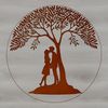Embracing Couple Silhouette A stylized illustration of an embracing couple surrounded by lush foliage.