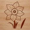 A colorful illustration of a daffodil flower in a graphic style, suitable for vector design.
