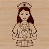Beautiful Female Nursing Professional Female nurse illustration in vector format with love hearts, suitable for digital design projects.