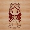 Royalty-Adorned Girl A royalty-inspired female character in a princess gown, designed as vector art.
