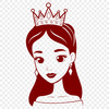 A royalty-inspired illustration of a female character in a regal pose, designed as an SVG file.